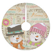 Snowman Couple Typografie Vakantie Tree Skirt Kerstboom Rok (Voorkant)