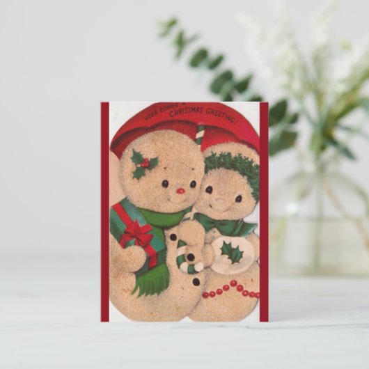 Snowman Couple uit 1940 Briefkaart (Staand voorkant)