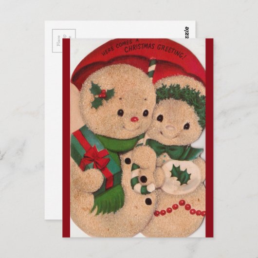  Snowman Couple uit 1940 Briefkaart (Voorkant / Achterkant)