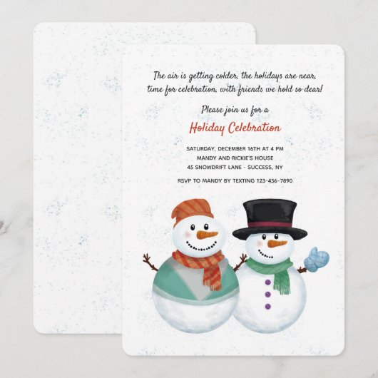 Snowman Couple Uitnodiging (Voorkant / Achterkant)