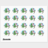Snowman Couple zet Star op kerstboom Ronde Sticker (Vel)