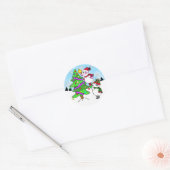 Snowman Couple zet Star op kerstboom Ronde Sticker (Envelop)