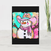 Snowman Cowboy Western Brushstroke Watercolor Xmas Kaart (Voorkant)