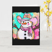 Snowman Cowboy Western Brushstroke Watercolor Xmas Kaart (Gele Bloem)