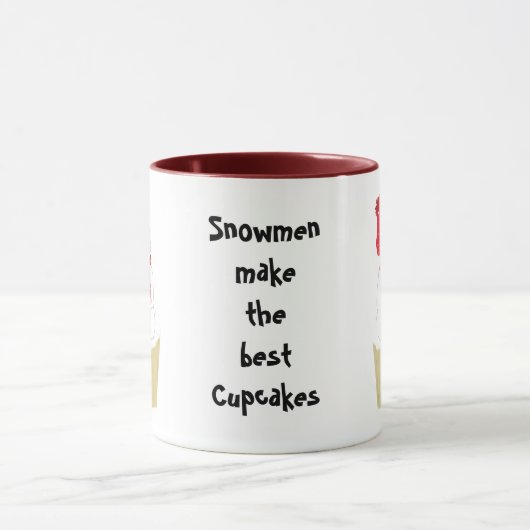 Snowman Cupcake met Gezegde Mok (Midden)