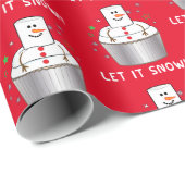 Snowman Cupcake op het Vakantie Cadeaupapier (Rol Hoek)