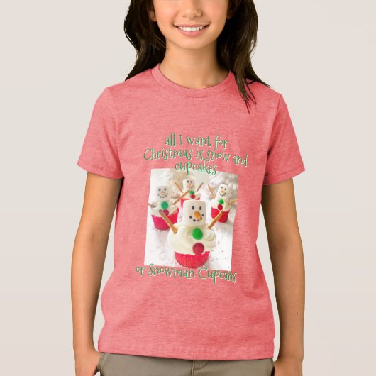 Snowman Cupcakes Tri-Blend Shirt (Voorkant)