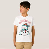 Snowman Custom Naam Jongens Witte Kerst T-shirt (Voorkant volledig)