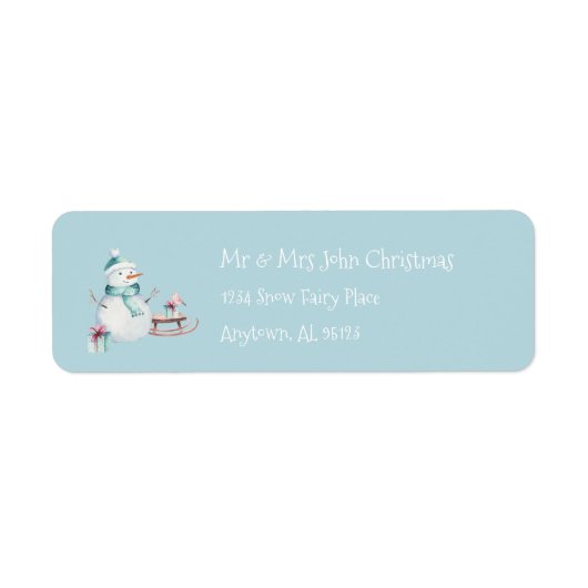 Snowman Custom Retour Adres Kerstvakantie Etiket (Voorkant)
