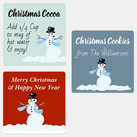 Snowman Custom Vakantie Eten Cadeau Labels (Groep)