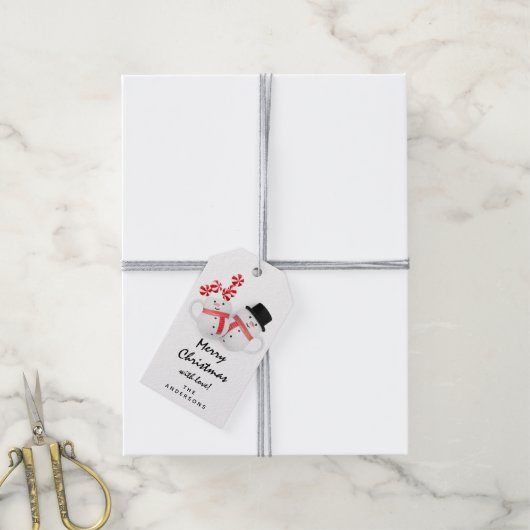 Snowman Cute Cadeaulabel (Met Touw)