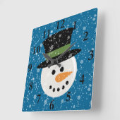 SNOWMAN CUTE FACE CLOCK VIERKANTE KLOK (Hoek)