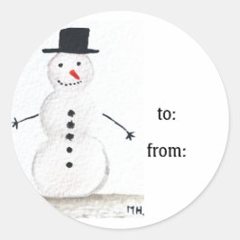 Snowman Cute Face Kinder Children Winter Snowmen C Ronde Sticker