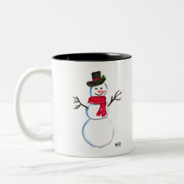 Snowman Cute Face Kinder Children Winter Snowmen Tweekleurige Koffiemok