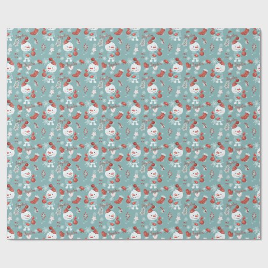 Snowman Cute Gender Neutral Kinder Name Persoonlij Cadeaupapier (Vlak)