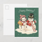  Snowman Cute Kerstmis Briefkaart (Voorkant / Achterkant)