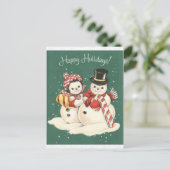  Snowman Cute Kerstmis Briefkaart (Staand voorkant)