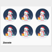Snowman Cute Personalized Christmas Holiday Ronde Sticker (Vel)