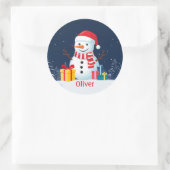 Snowman Cute Personalized Christmas Holiday Ronde Sticker (Tas)