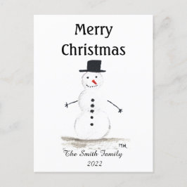 Snowman Cute Winter Snowflake Retro  Briefkaart