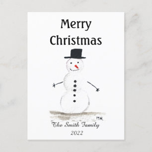 Snowman Cute Winter Snowflake Retro  Briefkaart
