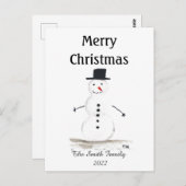 Snowman Cute Winter Snowflake Retro Briefkaart (Voorkant / Achterkant)