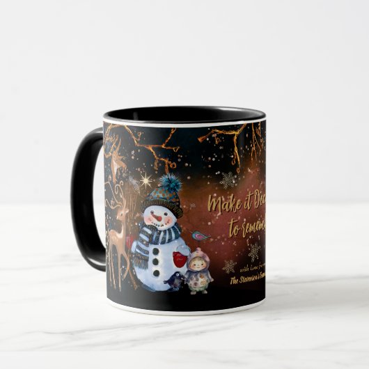 Snowman & Deer Friends Night Tale Custom Christmas Mok (Voorkant links)