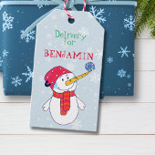 Snowman Delivery Kerstmis Label voor kinderen Cadeaulabel