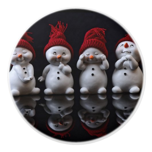 Snowman Design Ceramic Knob Keramische Knop (Voorkant)