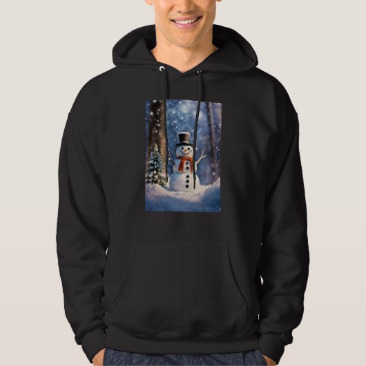 Snowman Design Man, s Basic Hooded Sweatshirt (Voorkant)