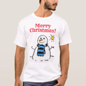 Snowman Design met Greeting. Christmas T-shirt (Voorkant)