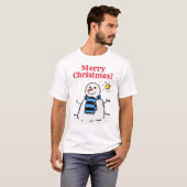 Snowman Design met Greeting. Christmas T-shirt (Voorkant volledig)