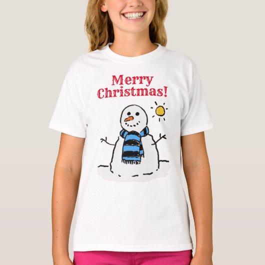 Snowman Design met Personal Greeting Kerstmis T-shirt (Voorkant)
