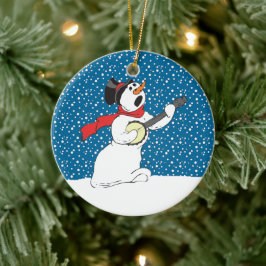 Snowman die Banjo Ornament speelt
