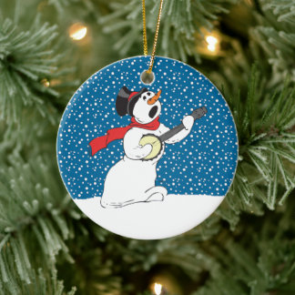 Snowman die Banjo Ornament speelt