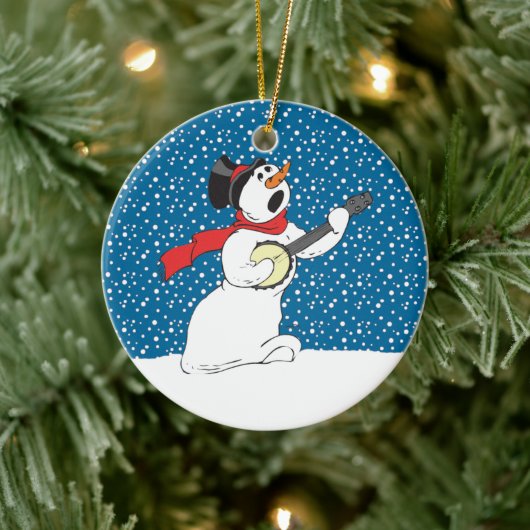 Snowman die Banjo Ornament speelt (Boom)