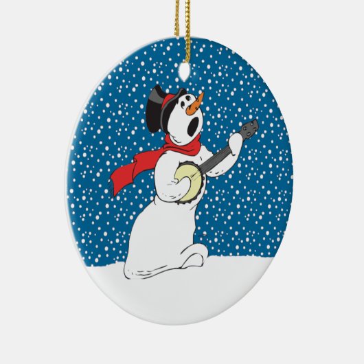 Snowman die Banjo Ornament speelt (Rechts)