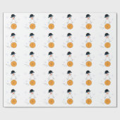 Snowman die Basketball speelt Cadeaupapier (Vlak)