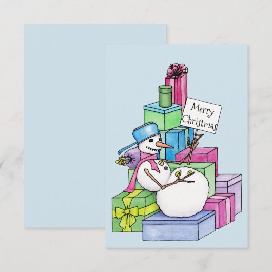 Snowman die cadeaus koelt (Voorkant / Achterkant)