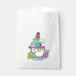 Snowman die cadeaus koelt bedankzakje