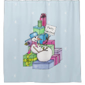 Snowman die cadeaus koelt douchegordijn (Voorkant)