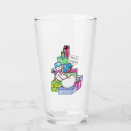 Snowman die cadeaus koelt glas