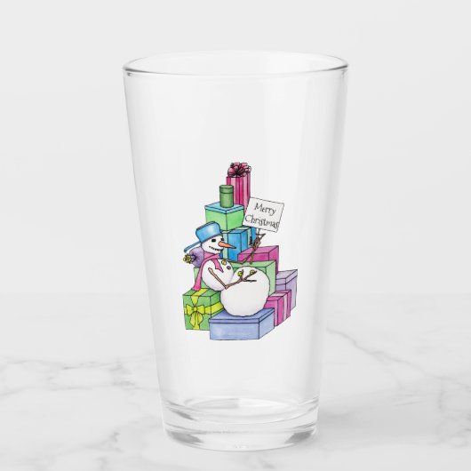 Snowman die cadeaus koelt glas (Voorkant)