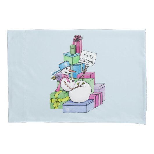Snowman die cadeaus koelt kussensloop (Voorkant-Links)