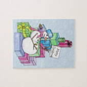 Snowman die cadeaus koelt legpuzzel (Horizontaal)