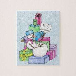 Snowman die cadeaus koelt legpuzzel