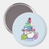 Snowman die cadeaus koelt magneet (Voorkant / Achterkant)
