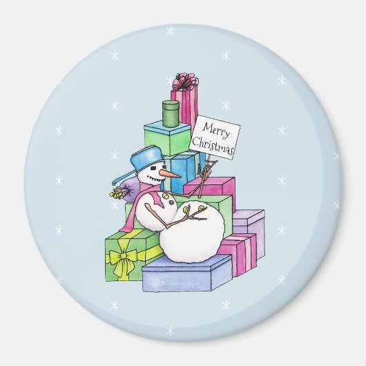 Snowman die cadeaus koelt magneet (Voorkant)
