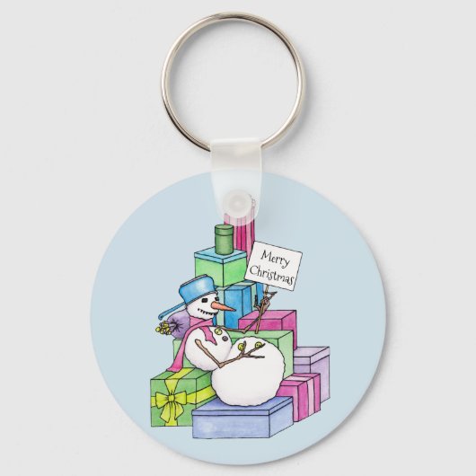 Snowman die cadeaus koelt sleutelhanger (Voorkant)