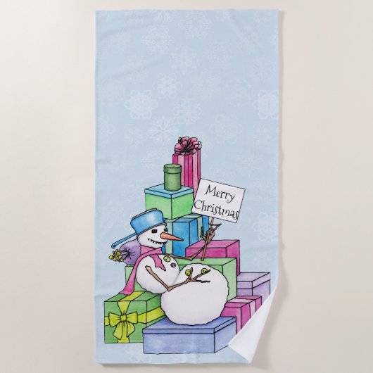 Snowman die cadeaus koelt strandlaken (Voorkant)